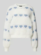 Swetry damskie - Sweter z dzianiny o kroju regular fit z wzorem dzianinowym w kształcie serca model ‘NOVE’ - miniaturka - grafika 1