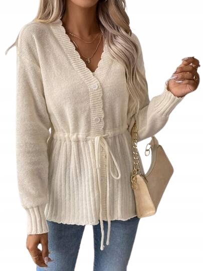 SHEIN SWETER KREMOWY Z DŁUGIM RĘKAWEM 36 ŁOG