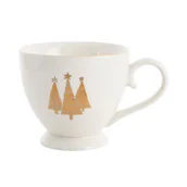 Kubki - Kubek na nóżce reliefowany złote choinki 440 ml - miniaturka - grafika 1