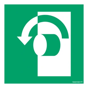 AE018 PRZEKRĘCIĆ W LEWO ABY OTWORZYĆ, TS - PŁYTA TD FOTOLUMINESCENCYJNA; (100X100MM) - Systemy ekspozycyjne i znaki informacyjne - miniaturka - grafika 1