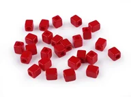 Półfabrykaty do biżuterii - Kostki Plastik Czerwone 6X6Mm 6Szt - miniaturka - grafika 1