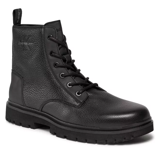 Trzewiki Calvin Klein Jeans Eva Mid Laceup Boot Lth YM0YM00751 Triple Black 0GT