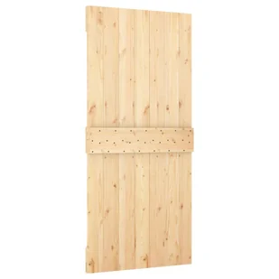 Drzwi przesuwne z osprzętem, 95x210 cm, lite drewno sosnowe 8721012081550 - Drzwi wewnętrzne - miniaturka - grafika 6