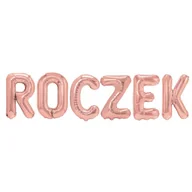 Baby shower i roczek - Balon foliowy baner napis roczek różowe złoto - miniaturka - grafika 1