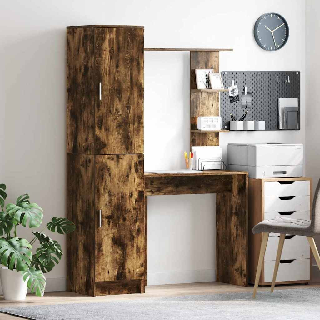 vidaXL Biurko z przechowalnią 2 pcs Dąb wędzony 78.5 x 37 x 154.5 cm