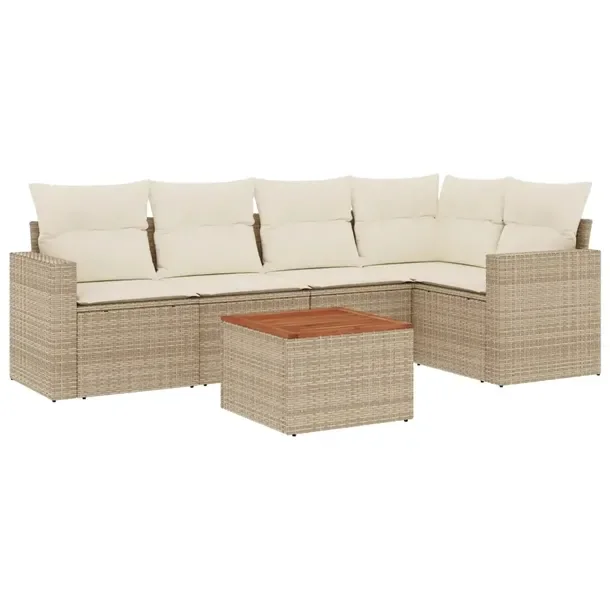 Zestaw mebli ogrodowych modułowych 7-elementowy, beżowy, rattan PE, 62 x