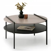 Ławy i stoliki kawowe - Stolik Kawowy Półka Pod Blatem Finezyjny Stelaż Danny Beż Czarny - miniaturka - grafika 1