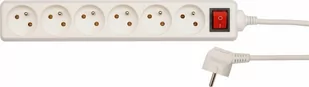 Przedłużacz elektryczny, biały, 6 gniazd z uziemieniem, 5m z wyłącznikiem Vorel 72535 - ZYSKAJ RABAT 30 ZŁ - Przedłużacze i rozgałęźniki - miniaturka - grafika 1