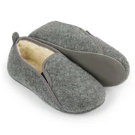 Kapcie męskie - Bambosze męskie filcowe ocieplane kożuszek szare - miniaturka - grafika 1