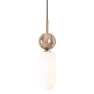 Szklana lampa wisząca ROMA P0599 Maxlight owalna nad stół złoty biały - Lampy sufitowe - miniaturka - grafika 1