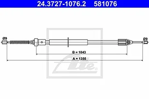 ATE LINKA HAMULCA 24.3727-1076.2 RENAULT TWINGO II 1.2TCE 100 11 - Linki hamulca postojowego - miniaturka - grafika 1