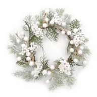 Ozdoby bożonarodzeniowe - Wianek świąteczny ośnieżony biały bożonarodzeniowy 30 cm - miniaturka - grafika 1