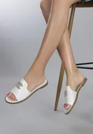 Klapki i japonki damskie - D&A Klapki damskie płaskie srebrne-39 - miniaturka - grafika 1