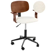 Fotele i krzesła biurowe - Beliani Krzesło obrotowe GUNNISON Boucle Złamana biel - miniaturka - grafika 1