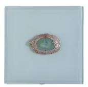 Pudełka i szkatułki - Szkatułka szklana z kamieniem, EWAX, 11x11x7 cm - miniaturka - grafika 1