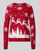 Swetry damskie - Sweter z dzianiny z okrągłym dekoltem model ‘SNOWI’ - miniaturka - grafika 1