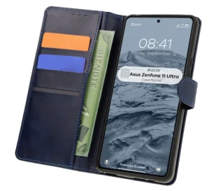 Bizon Etui z klapką Case Pocket do Asus Zenfone 11 Ultra, granatowe - Etui i futerały do telefonów - miniaturka - grafika 1
