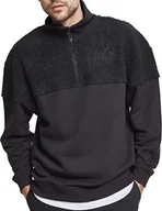 Bluzy męskie - Urban Classics Męska bluza oversize Sherpa Troyer, czarny (Black 00007), S - miniaturka - grafika 1