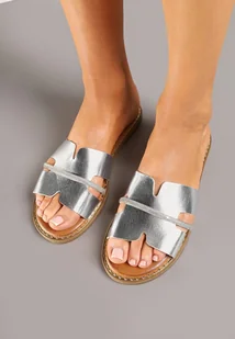 Srebrne Klapki z Paseczkiem z Drobnymi Cyrkoniami Anusea - Klapki i japonki damskie - miniaturka - grafika 1