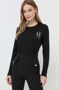 Armani Exchange longsleeve bawełniany kolor czarny - Bluzki damskie - miniaturka - grafika 1