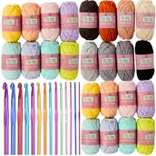 Pasmanteria - Zestaw 24 Włóczek Bawełnianych + 12 Szydełek do Szydełkowania kolorów etui - miniaturka - grafika 1