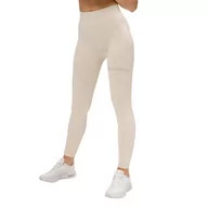 Legginsy - Legginsy treningowe damskie Gym Glamour Push Up Cream 375 M - miniaturka - grafika 1