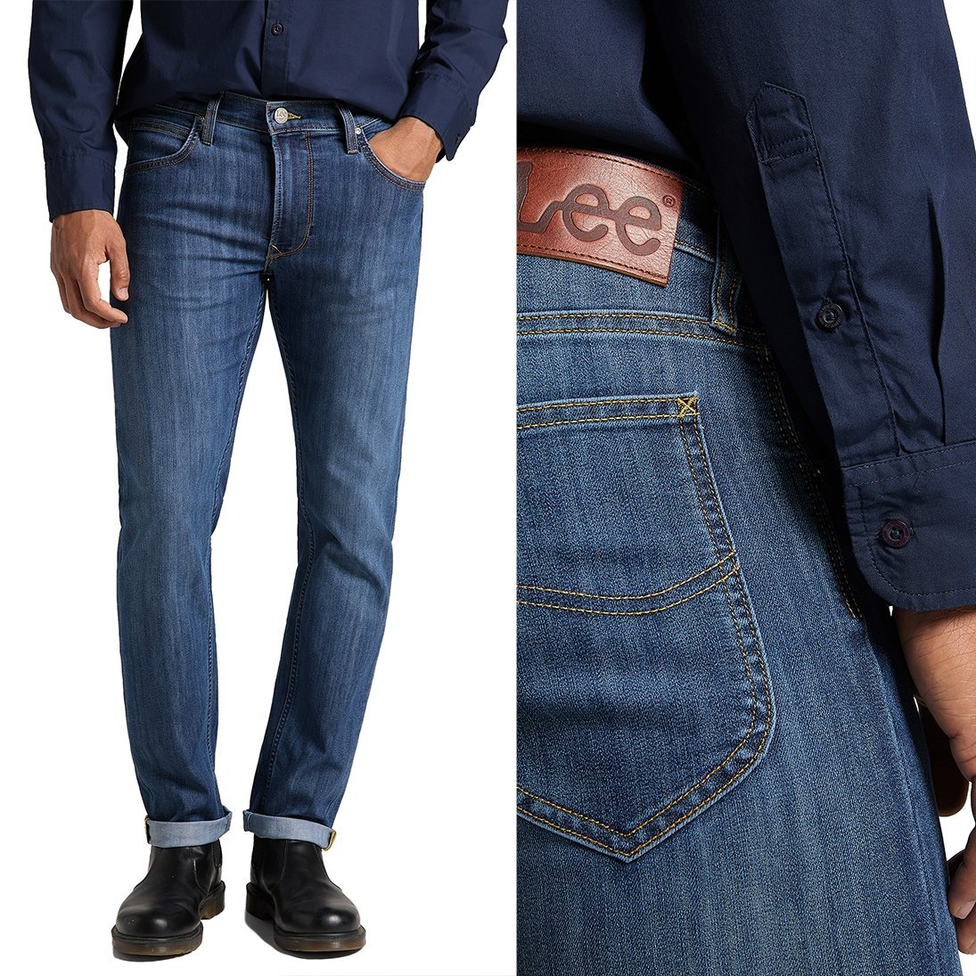 Lee DAREN True Blue DżINS proste ciemne męskie spodnie jeansowe W30 L32