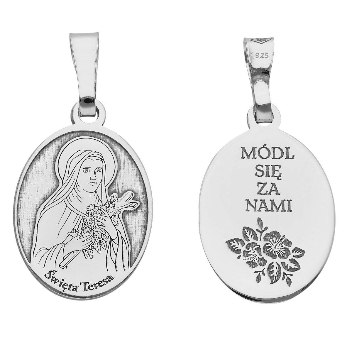Medalik srebrny Ag 925 rodowany Święta Teresa MDC016R