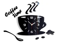 Zegary - Zegar ścienny Coffe Time 3D Black - miniaturka - grafika 1