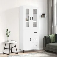 Szafki nocne - vidaXL Witrynka, biała, 69,5x34x180 cm, materiał drewnopochodny - miniaturka - grafika 1