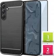 Etui i futerały do telefonów - Hello Case ETUI DO SAMSUNG GALAXY A54 5G PANCERNE KARBON CZARNE + SZKŁO HARTOWANE 9h - miniaturka - grafika 1
