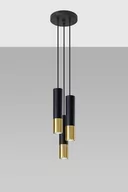 Lampy sufitowe - Sollux Lighting Lampa wisząca LOOPEZ 3P czarny/złoty - miniaturka - grafika 1