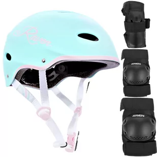 Zestaw Raven Kask F511 Mint/Pink Xs + Ochraniacze Dexard Black S - Ochraniacze - miniaturka - grafika 1