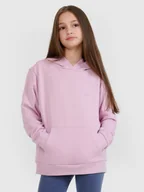 Bluzy dla dziewczynek - 4F Bluza dresowa nierozpinana z kapturem dziewczęca - różowa 122 (6-7 lat) - miniaturka - grafika 1