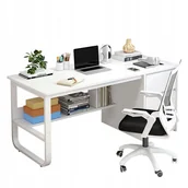 Biurka - Biurko Komputerowe Młodzieżowe Białe Styl Skandynawski Duże Półki 100Cm - miniaturka - grafika 1