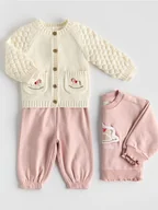 Bluzki dla niemowląt - Reserved - Bawełniany kardigan z haftem - złamana biel - miniaturka - grafika 1