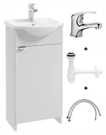Szafki łazienkowe - Szafka łazienkowa z umywalką 40 stojąca biała z syfonem i baterią chrom Kredo - miniaturka - grafika 1