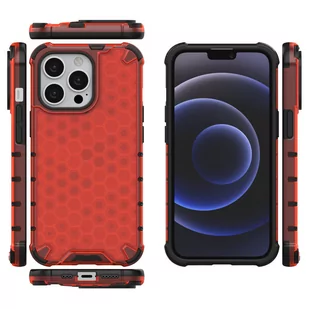 Honeycomb etui pancerny pokrowiec z żelową ramką iPhone 13 Pro czerwony - Etui i futerały do telefonów - miniaturka - grafika 2