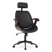 Fotele i krzesła biurowe - Designerski fotel biurowy czarny + orzech - Ekno - miniaturka - grafika 1