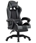 Fotele gamingowe - Czarno-szary fotel gamingowy z podnóżkiem G1-W16 - miniaturka - grafika 1