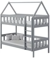 Łóżka dla dzieci i młodzieży - Szare łóżko piętrowe dziecięce z 2 materacami Gigi 3X 180x80 cm - miniaturka - grafika 1