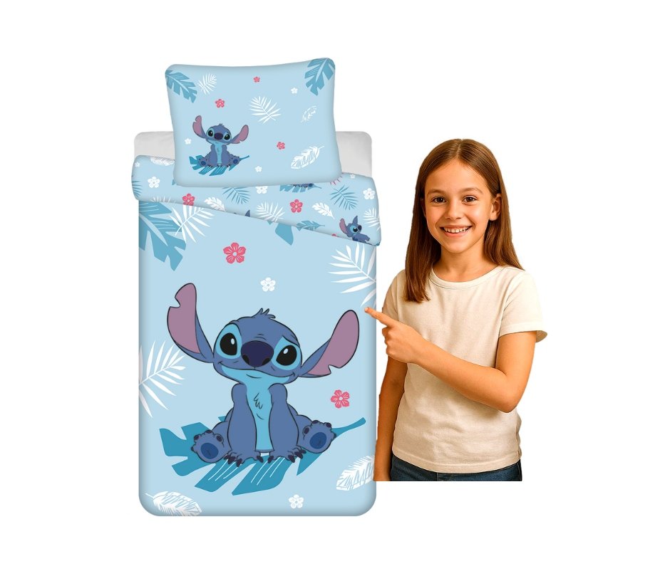 Pościel 140X200 Lilo & Stitch Błękitna Bawełniana Dziecięca
