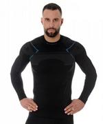 Bielizna sportowa męska - Brubeck Thermo LS13040A czarno-niebieska koszulka termoaktywna - miniaturka - grafika 1