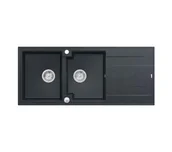 Zlewozmywaki - Quadron HQE11650U8_BS_P2O Evan 121 black diamond - czarny metalik/stalowy - granitowy - wpuszczany w blat - ociekacz - miniaturka - grafika 1