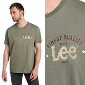 Koszulki męskie - Lee Big Logo Tee Olive Zielony Bawełniany T-Shirt Koszulka Z Logo Xxl - miniaturka - grafika 1
