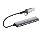 Huby USB - Reinston EHUB07 Szary 4w1 pasywny - miniaturka - grafika 1