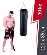 Worki treningowe - RING Worek bokserski Premium ze skóry naturalnej 30kg czarny - miniaturka - grafika 1