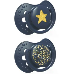 LOVI Lovi Smoczek silikonowy dynamiczny 0-3m Stardust blue 2szt - Smoczki uspokajające - miniaturka - grafika 1