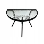 Stoły ogrodowe - STÓŁ STOLIK SZKLANY BALKON TARAS OGRÓD KAWOWY SZKŁO HARTOWANE LIPARI CZARNY - miniaturka - grafika 1