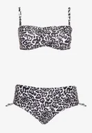 Stroje kąpielowe - Czarne Bikini Biustonosz z Wiązaniem i Majtki Figi ze Ściągaczami Uloselia - miniaturka - grafika 1
